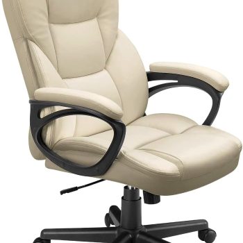 Office Executive Chair High Back Adjustable Managerial Home Desk Chair,Swivel Computer PU Leather Chair with Lumbar Support (Khaki)