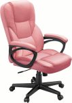 Office Executive Chair High Back Adjustable Managerial Home Desk Chair,Swivel Computer PU Leather Chair with Lumbar Support (Pink)