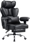 Big and Tall Office Chair 400LBS Wide Ergonomic Gaming Chair with Deluxe Embossing Designed Leather with Foot Rest,150°Reclining Adjustable Armrests Pocket Spring Back Support and Pillow