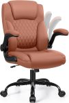 Leather Office Chair, PU Home Computer Desk Chairs with Ergonomic Back Support, 360°Swivel Free, Small Gaming Chair with Wheels and Adjustable Armrests, for Short People Use