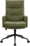 High-Back Home Office Chair,Upholstered Desk Chair with Armrests,Height Adjustable Armchair with Wheels, Swivel Office Desk Chair, Ergonomic Computer Task Chair, Leisure Armchair Cashmere (Green)