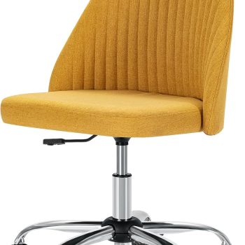 Office Desk Chair, Modern Cute Rolling Vanity Swivel Task Chairs with Wheels, Comfortable Back Seat Armless for Home, Bedrooms, Office, Study, Student, Adults, Make-up, Dressing Room, Yellow