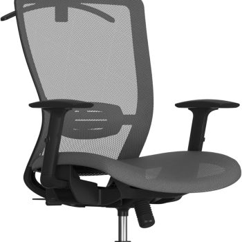 Ergonomic Office Chair, High Back Mesh Swivel Computer Chair, Executive Office Desk Chairs, with Adjustable Lumbar Support/2D Headrest/Lockable Backrest,  Mesh Seat, Gray
