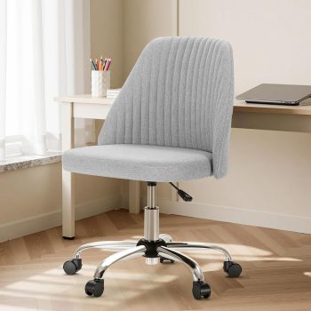 Office Chair, Comfy Desk Chair Roliing Vanity Swivel Task Chairs with Wheels, Wide Seating Armless Height Adjustable Computer Chairs for Home,Bedroom,Student,Adults, Classic Grey