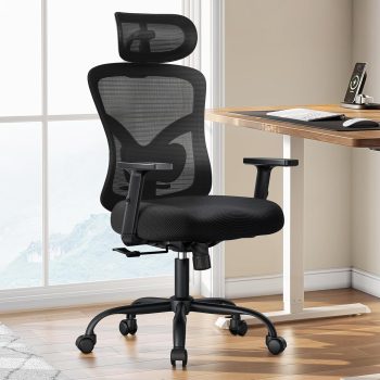 Ergonomic Office Chair Ergonomic Gaming Chair with Lumbar Support, 2D Headrest, Adjustable Armrests, Contoured Seat Cushion, Computer Desk Chair with Wheels for Home and Office