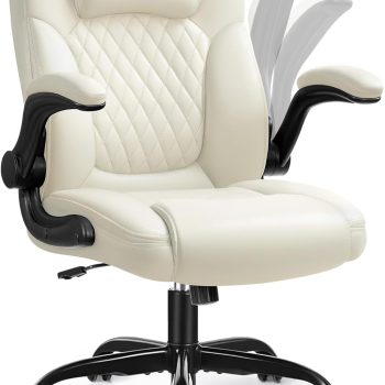 Leather Office Chair, PU Home Computer Desk Chairs with Ergonomic Back Support, 360°Swivel Free, Small Gaming Chair with Wheels and Adjustable Armrests, for Short People Use