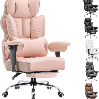 Big and Tall Office Chair 400LBS Wide Ergonomic Gaming Chair with Deluxe Embossing Designed Leather with Foot Rest,150°Reclining Adjustable Armrests Pocket Spring Back Support and Pillow