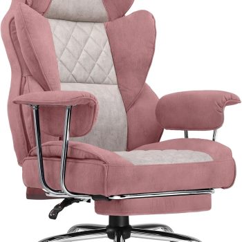 Big and Tall Gaming Chair with Pocket Spring Lumbar Support, Ergonomic Office Chair with Footrest, Executive Desk Chair with Outward Fixed Soft Armrests, Computer Chair with High Back,