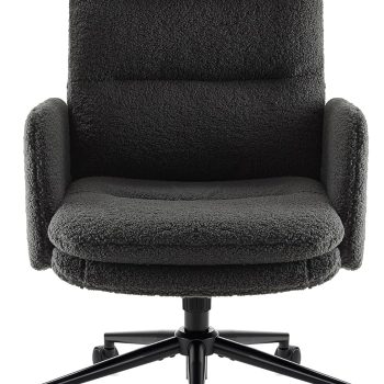 Swivel Office Desk Chair, High-Back Armchair with Wheels, Height Adjustable Home Office Chair with Armrests,Upholstered Computer Task Chair, Leisure Armchair Cashmere (Dark Grey)