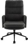 Swivel Office Desk Chair, High-Back Armchair with Wheels, Height Adjustable Home Office Chair with Armrests,Upholstered Computer Task Chair, Leisure Armchair Cashmere (Dark Grey)