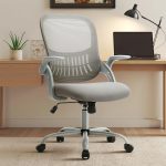 Ergonomic Office Desk Chair Mesh Adjustable Swivel Mid-Back Computer Chair with Lumbar Support Comfy Flip-up Arms for Home Office